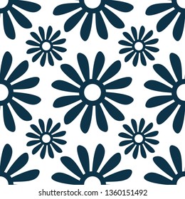 Seamless floral pattern. Repeated flowers and round spots. Vector illustration. green, white color. graphic design for paper, textile print, page fill.