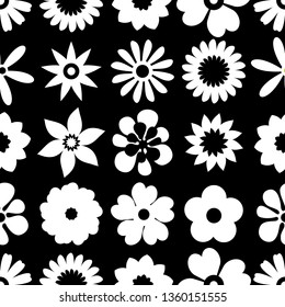 Seamless floral pattern. Repeated flowers and round spots. Vector illustration. green, white color. graphic design for paper, textile print, page fill.