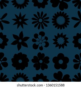 Seamless floral pattern. Repeated flowers and round spots. Vector illustration. green, white color. graphic design for paper, textile print, page fill.