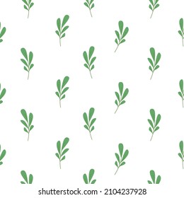 Seamless floral pattern. Repeating texture of dark shabby sprigs on white  background. Perfect for printing on fabric or paper. Blades of grass