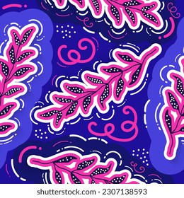 Patrón floral sin foco en el estilo de los años 90 retro. Patrón Botánico Contemporáneo. Gráficos de moda y cosecha para moda, papel de escritorio, papel de envolver, fondo, impresión, tela, textiles y ropa