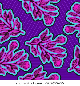 Patrón floral sin foco en el estilo de los años 90 retro. Patrón Botánico Contemporáneo. Gráficos a la moda y a la moda para la moda, papel tapiz, papel envuelto, fondo, impresión, tela, textiles y ropa