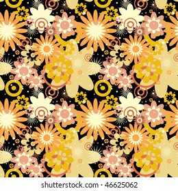 Seamless floral pattern in retro night colors