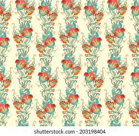 Seamless floral pattern in retro style