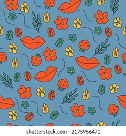 Seamless floral pattern in retro style. Vector illustration.
