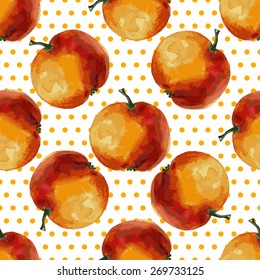 Seamless floral pattern, ripe apples, watercolor, ink.
