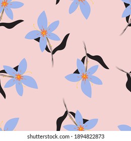 seamless floral pattern with river lily flowers vector illustration. Good for cover, card, textile, wallpaper, apparel, statonary.