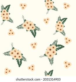 Seamless floral pattern romantic designbouquet or bunch of Beautiful exotic flowers for print on textile, fashion, natural cosmetics, feminine luxury perfume, women product packaging, surface design