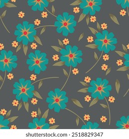 Patrón floral sin fisuras, estampado de flores románticas en estilo rústico vintage. Liberty ditsy diseño con Pequeñas plantas dibujadas a mano: lindas flores amarillas, hojas diminutas sobre un fondo claro. Ilustración vectorial.