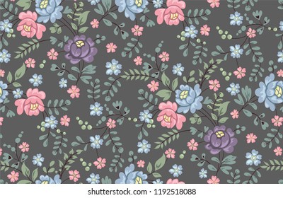 seamless floral pattern with rose bouquet on white background