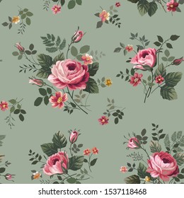 seamless floral pattern with rose bouquet