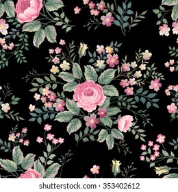 seamless floral pattern with rose bouquet