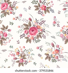 seamless floral pattern with rose bouquet