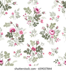 seamless floral pattern with rose bouquets