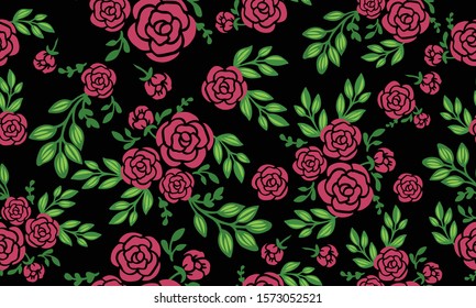 Seamless floral pattern with rose flower background.