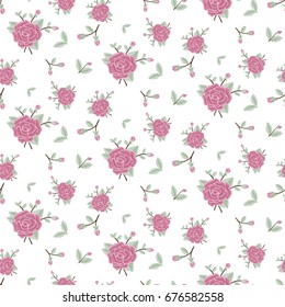Seamless floral pattern rose flowers, pastel colors, vector illustration