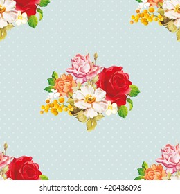 Seamless floral pattern with rose orange white flowers Vector Illustration EPS8