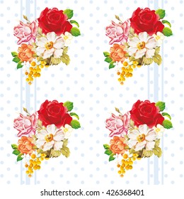Seamless floral pattern with rose orange white flowers Vector Illustration EPS8