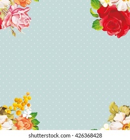 Seamless floral pattern with rose orange white flowers Vector Illustration EPS8