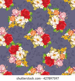 Seamless floral pattern with rose orange white flowers Vector Illustration EPS8