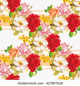 Patrón floral sin fisuras con flores blancas de color rosa Vector Ilustración EPS8