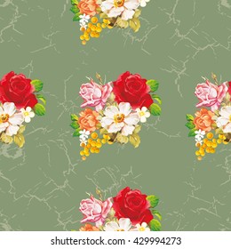 Patrón floral sin fisuras con flores blancas de color rosa Vector Ilustración EPS8