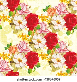 Seamless floral pattern with rose orange white flowers Vector Illustration EPS8