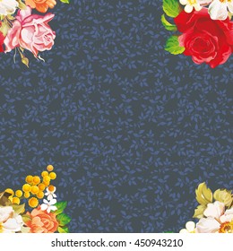 Seamless floral pattern with rose orange white flowers Vector Illustration EPS8