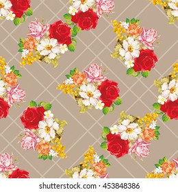 Patrón floral sin fisuras con flores blancas de color rosa Vector Ilustración EPS8