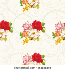 Seamless floral pattern with rose orange white flowers Vector Illustration EPS8