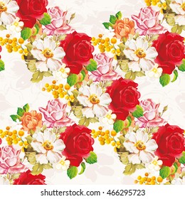 Seamless floral pattern with rose orange white flowers Vector Illustration EPS8
