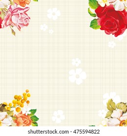 Seamless floral pattern with rose orange white flowers Vector Illustration EPS8

