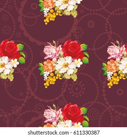 Nahtlose Blumenmuster mit rosa orangefarbenen weißen Blumen Vektor-Illustration EPS8