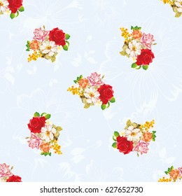 Seamless floral pattern with rose orange white flowers Vector Illustration EPS8