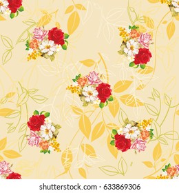 Seamless floral pattern with rose orange white flowers Vector Illustration EPS8