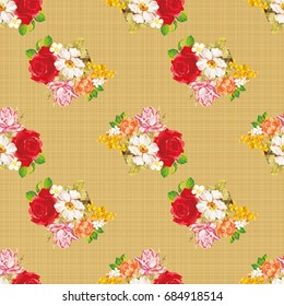 Patrón floral sin fisuras con flores blancas de color rosa Vector Ilustración EPS8
