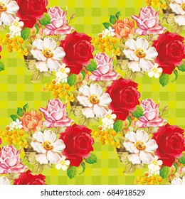 Seamless floral pattern with rose orange white flowers Vector Illustration EPS8