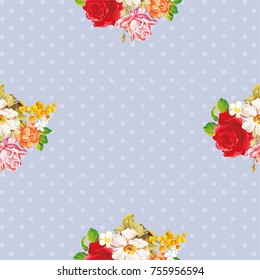 Seamless floral pattern with rose orange white flowers Vector Illustration EPS8