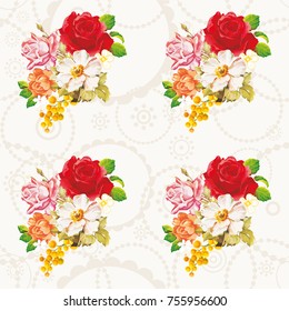 Seamless floral pattern with rose orange white flowers Vector Illustration EPS8