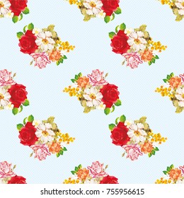 Seamless floral pattern with rose orange white flowers Vector Illustration EPS8
