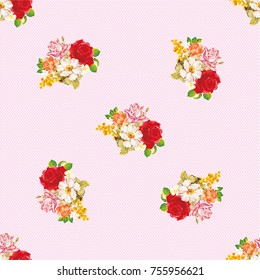 Seamless floral pattern with rose orange white flowers Vector Illustration EPS8