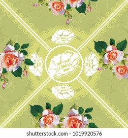 Seamless floral pattern with rose roses Vector Illustration