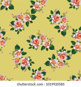 Seamless floral pattern with rose roses Vector Illustration