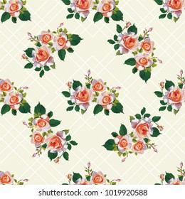 Seamless floral pattern with rose roses Vector Illustration