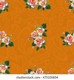 Patrón floral sin fisuras con rosas rosas rosas Vector Ilustración EPS8
