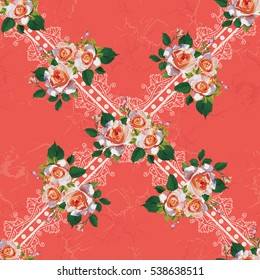 Patrón floral sin fisuras con rosas rosas rosas Vector Ilustración EPS8