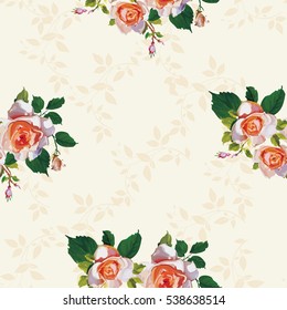 Seamless floral pattern with rose roses Vector Illustration EPS8