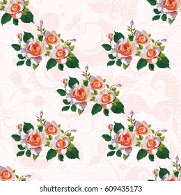 Seamless floral pattern with rose roses Vector Illustration EPS8