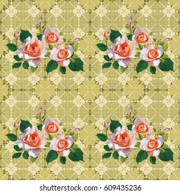 Nahtlose Blumenmuster mit Rosenrosen Vektor-Illustration EPS8