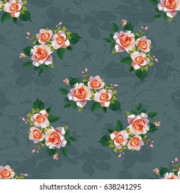 Patrón floral sin fisuras con rosas rosas rosas Vector Ilustración EPS8
